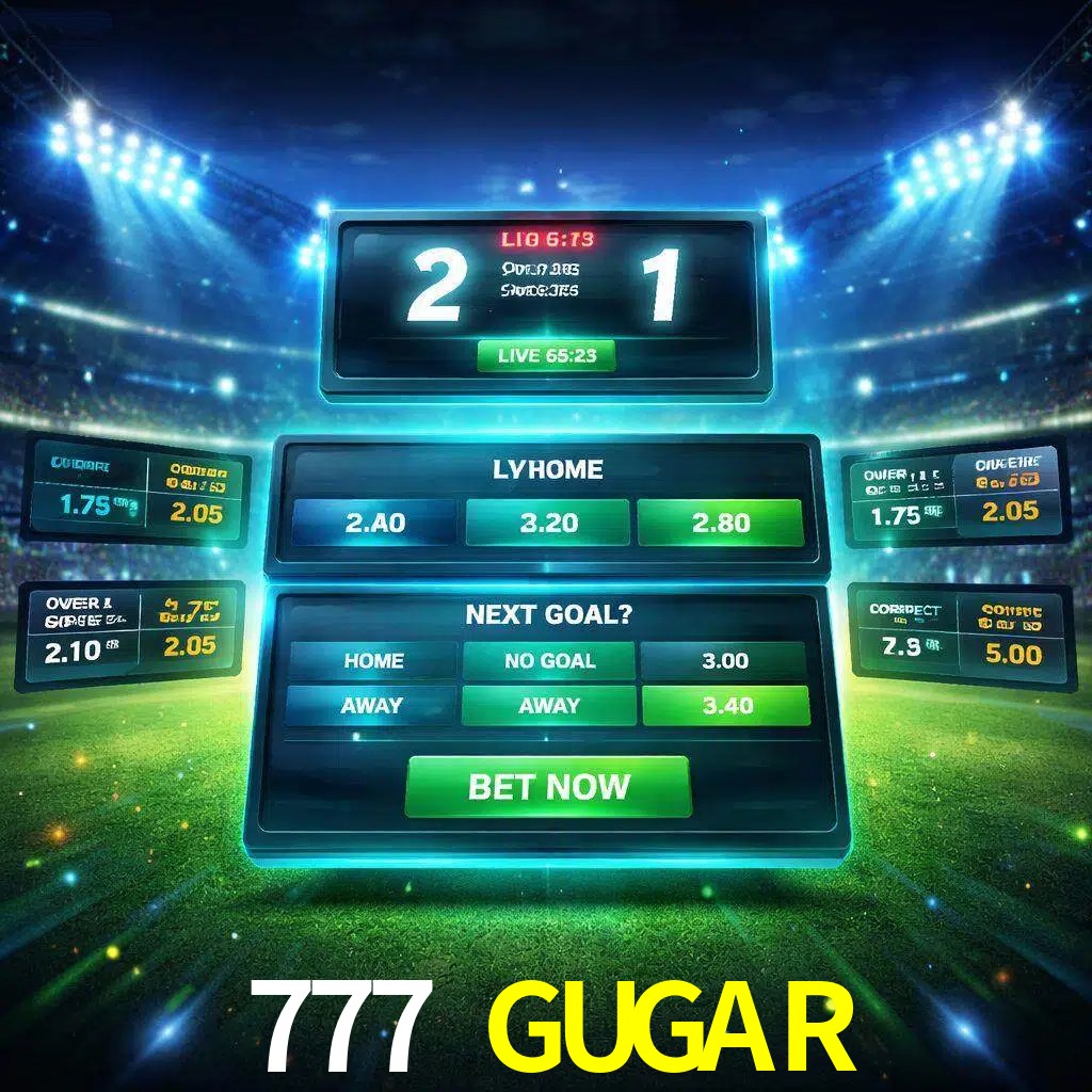 Vista de apuestas en vivo 777 GUGAR durante un partido en curso