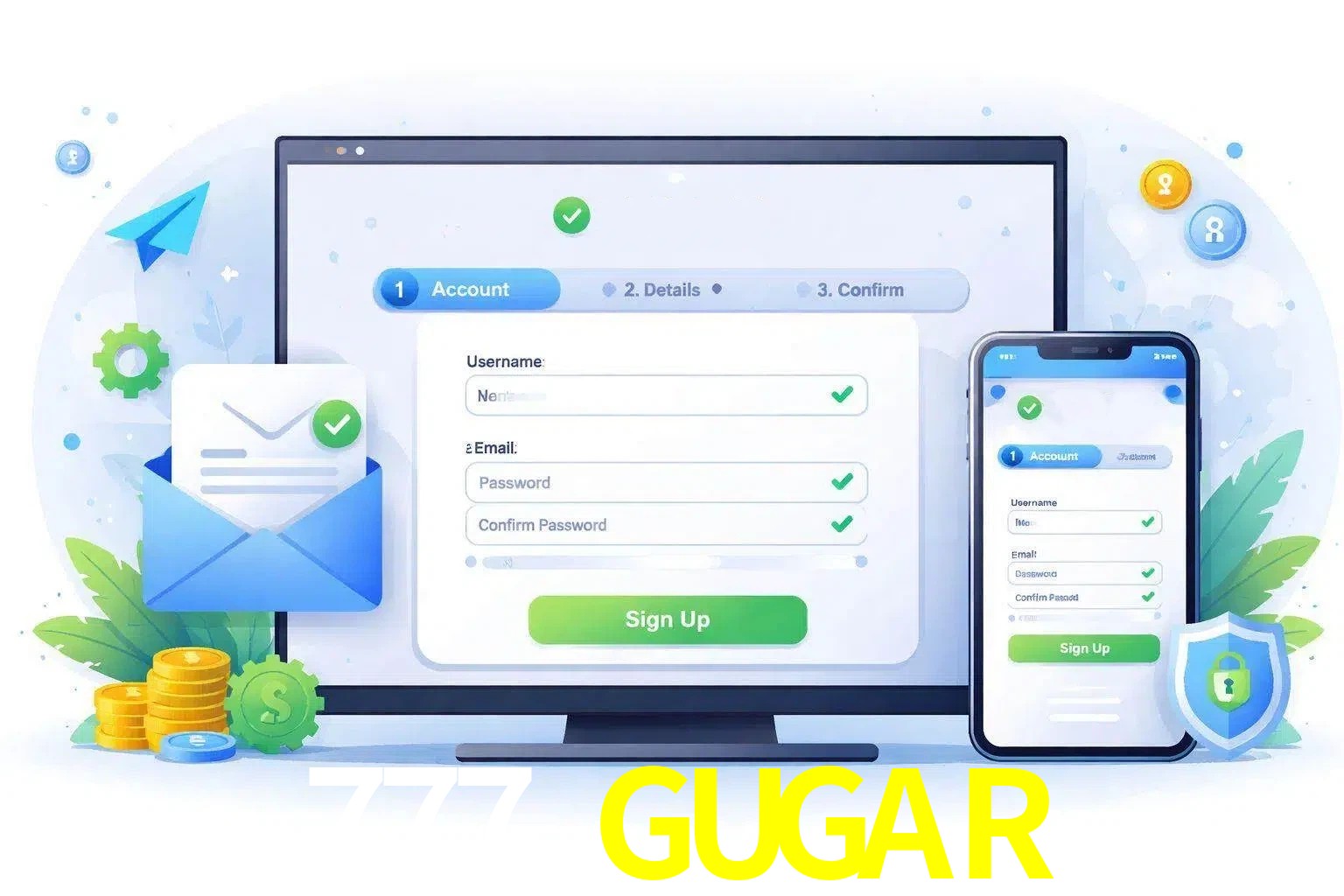 Registro de nuevo usuario y configuración de cuenta 777 GUGAR