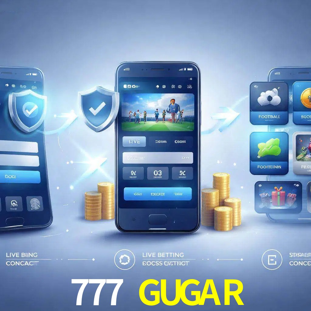Pasos de acceso a la app 777 GUGAR en pantalla de teléfono móvil